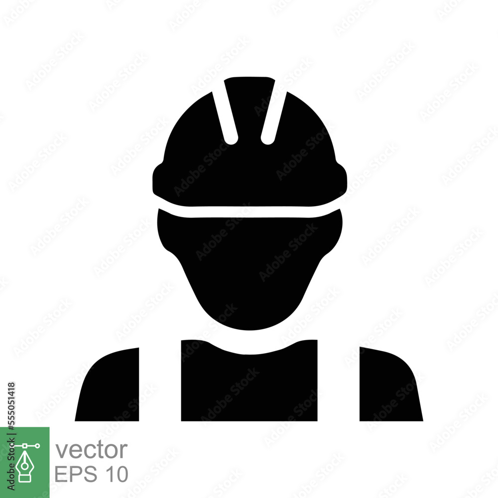 Construction worker icon. Simple flat style. Worker hat, contractor hard helmet, builder man, hardhat, safety concept. Vector illustration isolated on white background. EPS 10. Construction worker icon. Simple flat style. Worker hat, contractor hard helmet, builder man, hardhat, safety concept. Vector illustration isolated on white background. EPS 10.