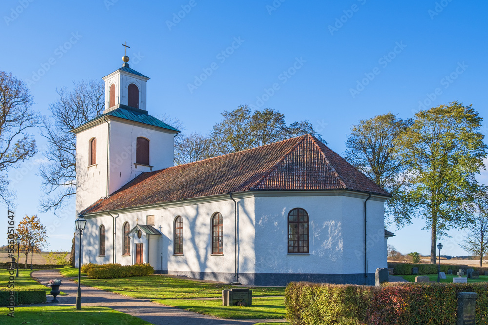 Countryside church with a cemetery