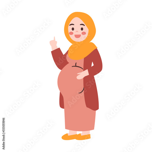 Pregnant Woman  With pointing finger