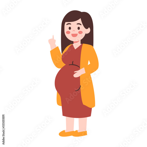 Pregnant Woman  With pointing finger
