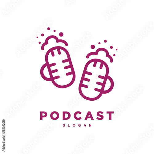 Creative podcast logo design, mic with wine or beer glass vector