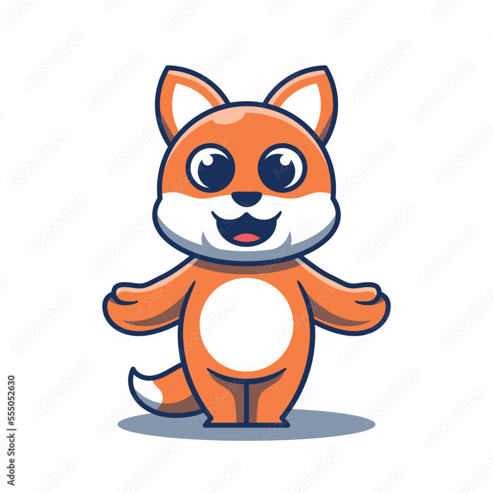 Obraz premium Cute fox mascot vector illustration in cartoon style