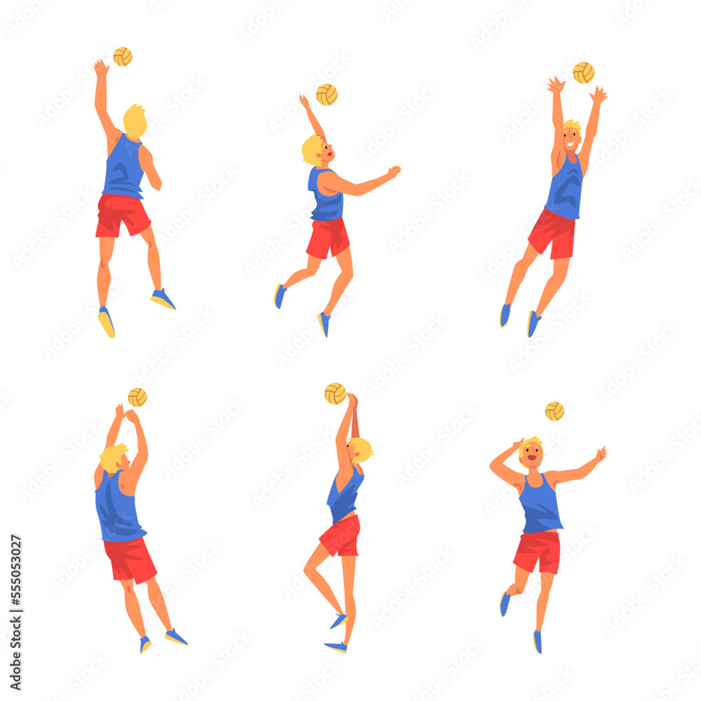 Cricket player team in different action poses Vector Image
