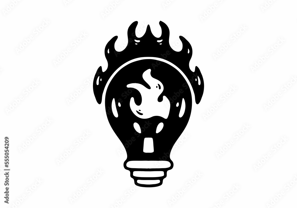 Line art illustration tattoo design of light bulb Line art illustration tattoo design of light bulb