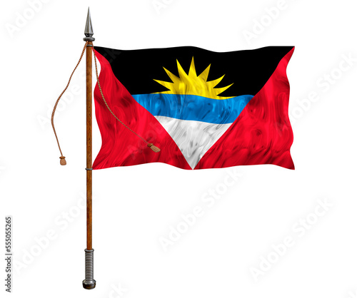 National flag of Antigua and Barbuda. Background with flag of Antigua and Barbuda.