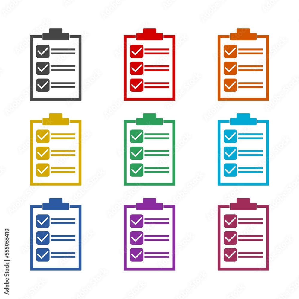 Checklist icon isolated on white background. Set icons colorful Checklist icon isolated on white background. Set icons colorful