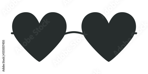 Flat vector hippy boho heart shaped sunglasses illustration. Hand drawn retro groovy elements