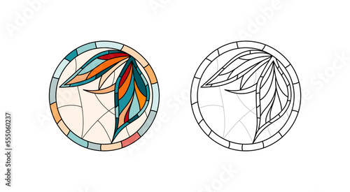 Stained Church glass worksheet for drawing.