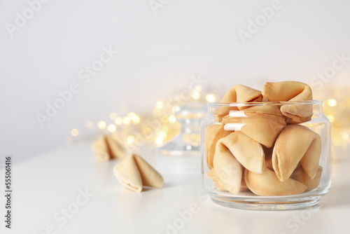 Chinese fortune cookies with prediction words, space for text