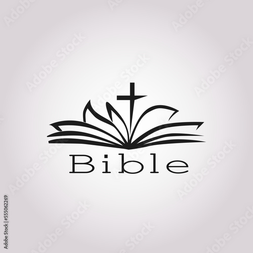 Holly Bible Icon. Dark Gray on Gray Background With Round Shadow. Vector Illustration.