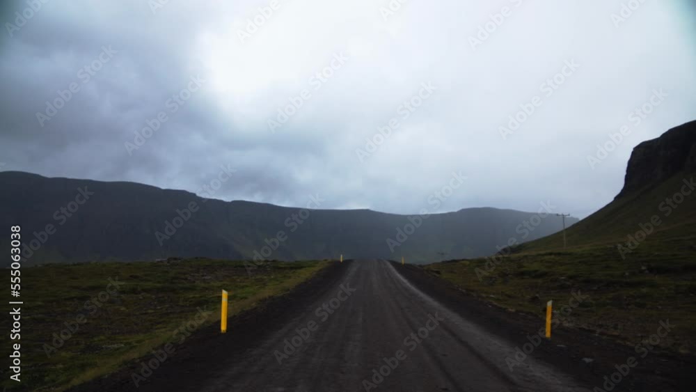 Beautiful road in mountains of Iceland. Dramatic nature landscape Beautiful road in mountains of Iceland. Dramatic nature landscape
