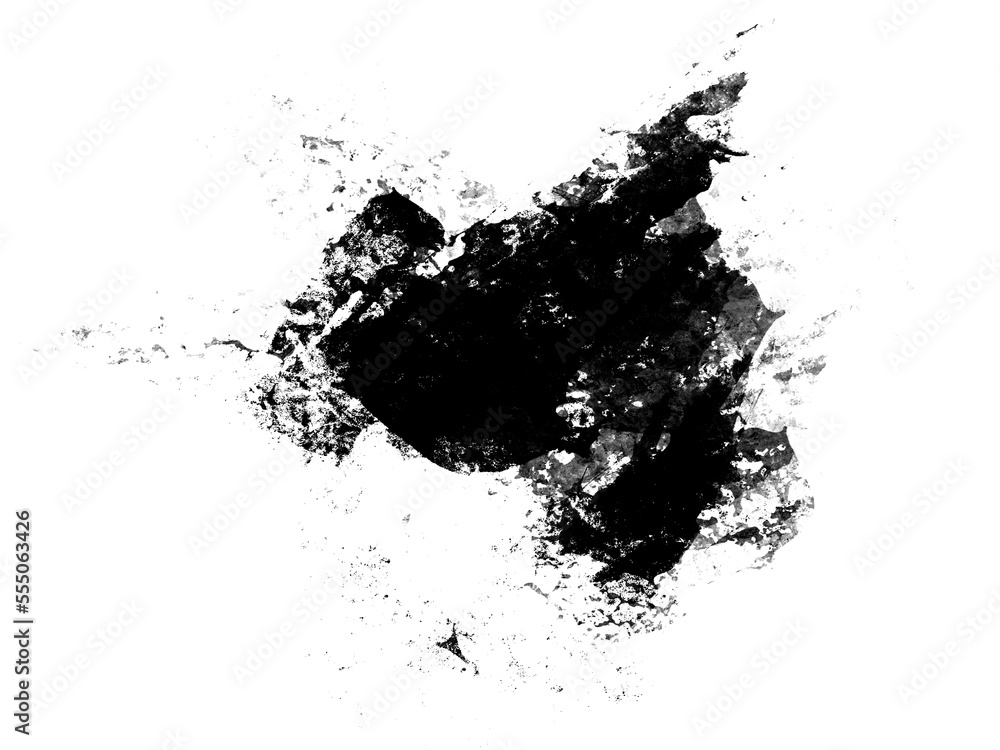 Abstract black brush stroke smudge, random splash of black paint, masking shapes for manipulation purposes, isolated object illustration with transparent background