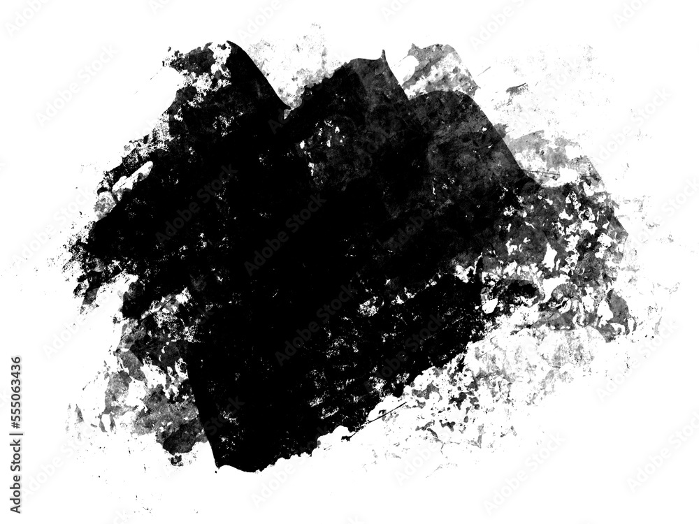 Abstract black brush stroke smudge, random splash of black paint, masking shapes for manipulation purposes, isolated object illustration with transparent background