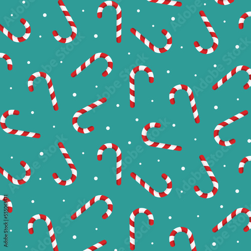  Candy cane Christmas pattern design on peppermint background.