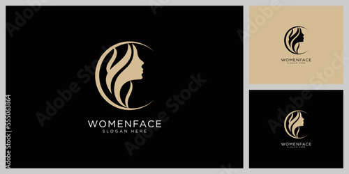 women face beauty logo vector design