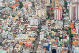 Aerial view of congested city buildings at Ho Chi Mihn City in Vietnam