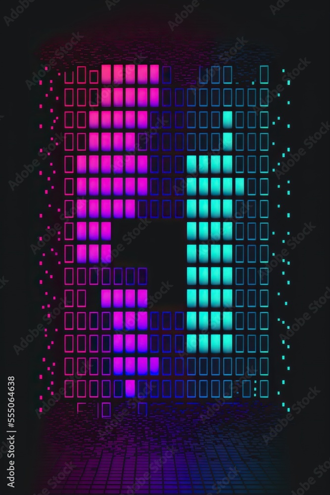 Retro futuristic digital pixel glitch background - generative ai Retro futuristic digital pixel glitch background - generative ai