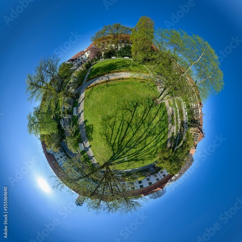 Frühling im Hofgarten im Augsburger Domviertel, Little Planet-Ansicht
 photo