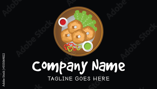 Medu Vada Asian Food Vector Illustration Logo Template Design photo