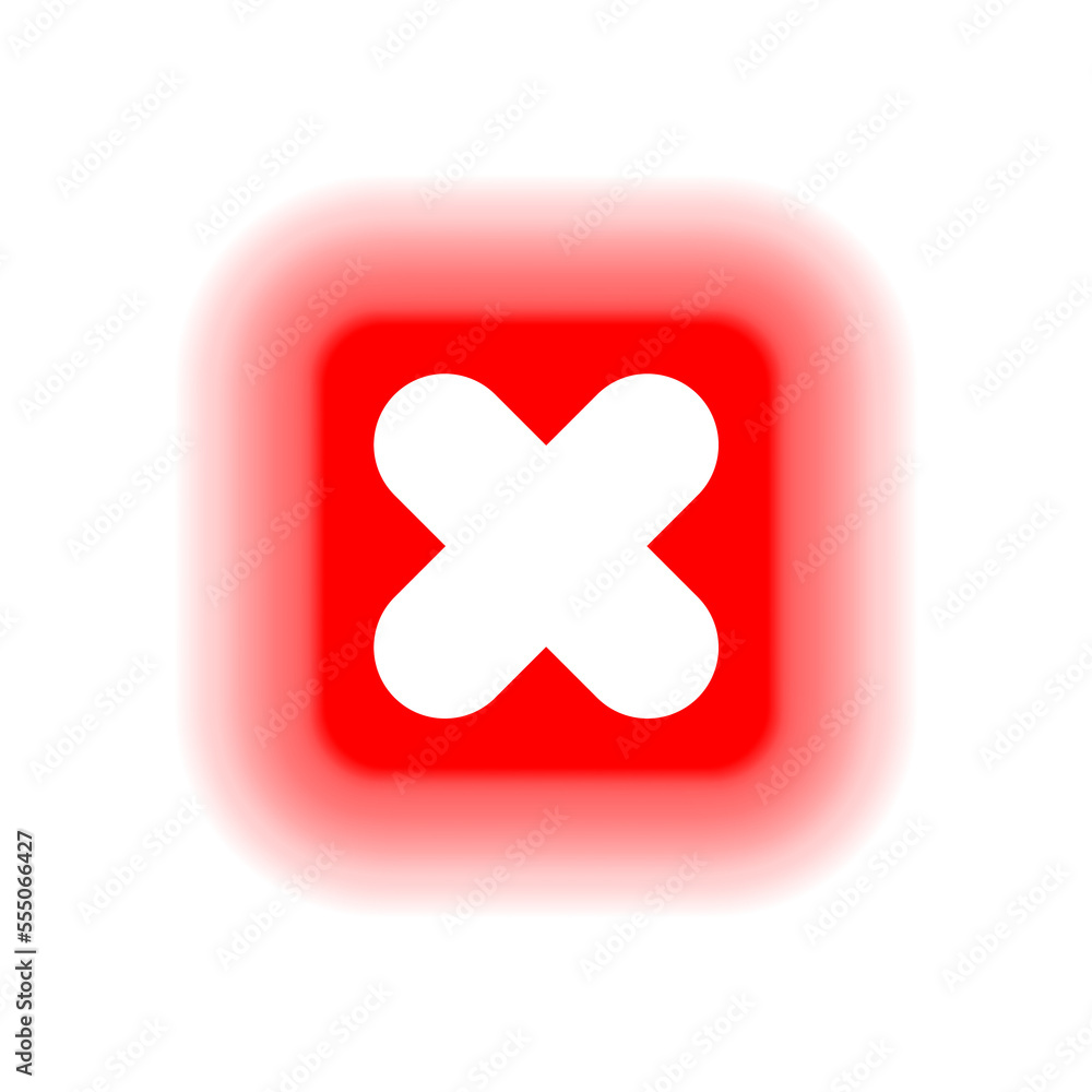 Obraz premium Red cross with backlight. Crosshair lamp, icon in a square. Rounded transparent sign, isolated. Symbol for the fluorescent Ui. Luminescent illumination. Png