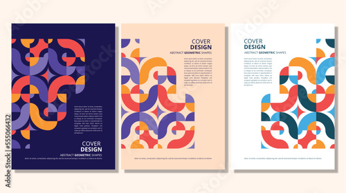 Abstract flat geometric shapes cover design