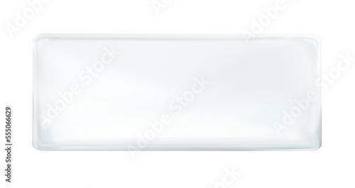 White rectangular painted plate isolated. Label, template. Png. photo