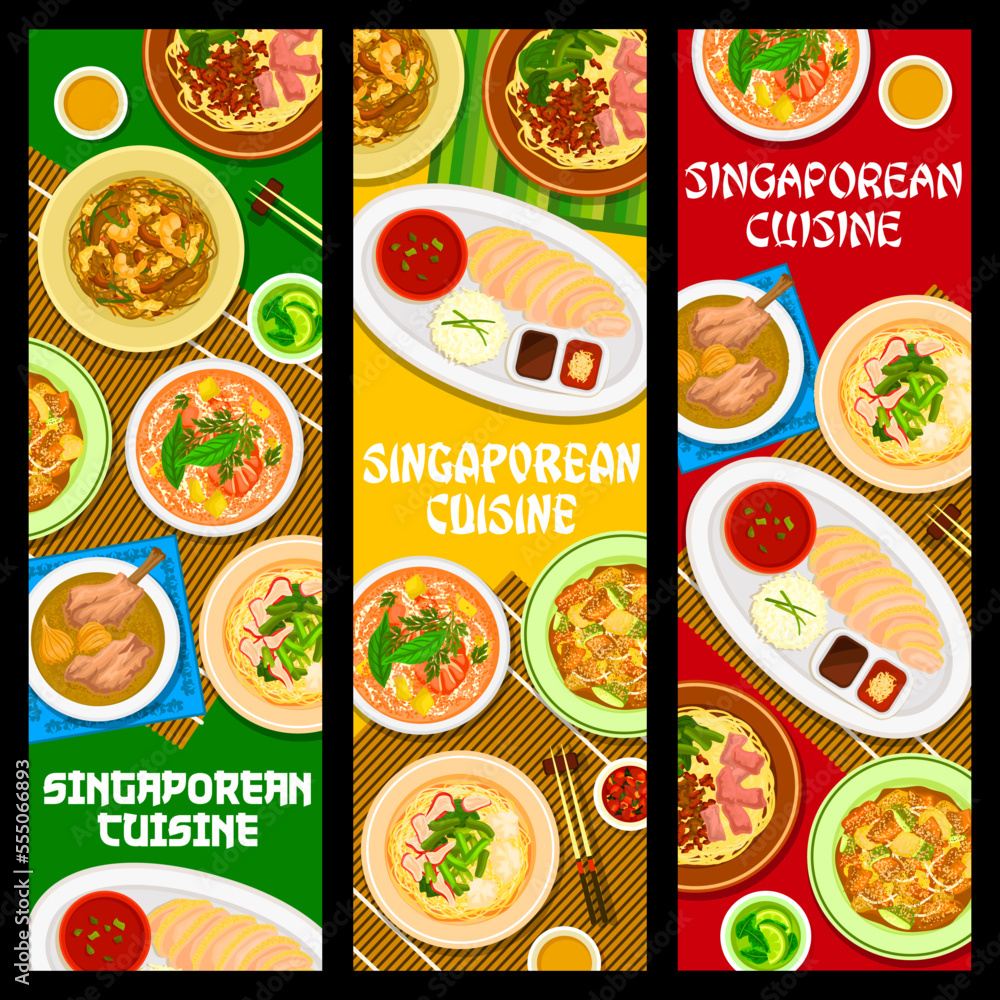 Vektorov Grafika Singaporean Cuisine Food Banners Dishes And Meals vektorov-grafika-singaporean-cuisine-food-banners-dishes-and-meals
