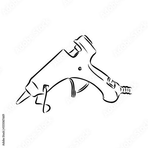 glue gun line vector illustration, isolated on white background.top view