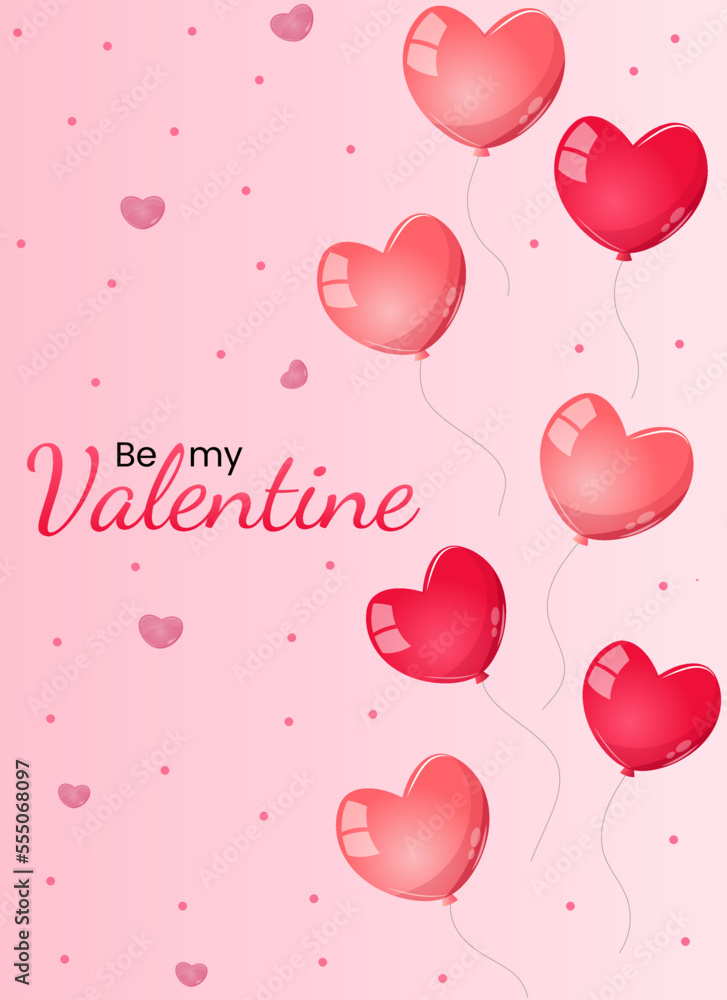 Valentine's day greeting cards with heart shape balloons vector illustration. Love symbols for gifts, cards, posters