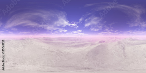 Canvas Print Desert pink and violet sky and clouds HDRI,  environment, panorama, 3d rendering
