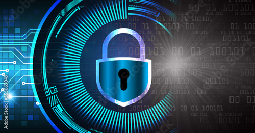 Closed Padlock on digital background, cyber security