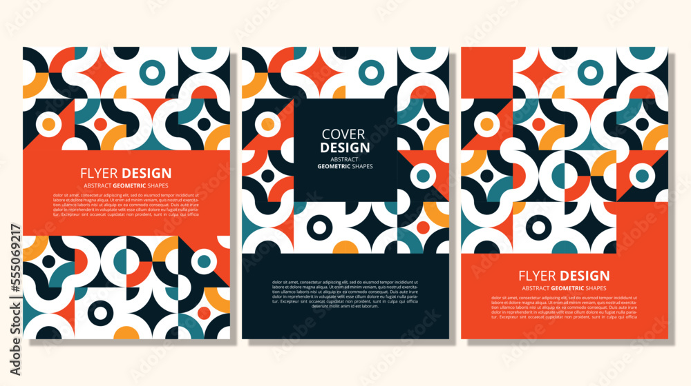 Fototapeta premium Abstract flat geometric shapes cover design