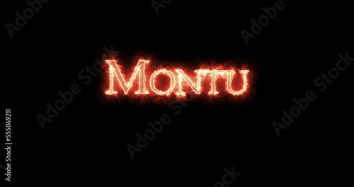 Montu, ancient egyptian deity, written with fire. Loop photo