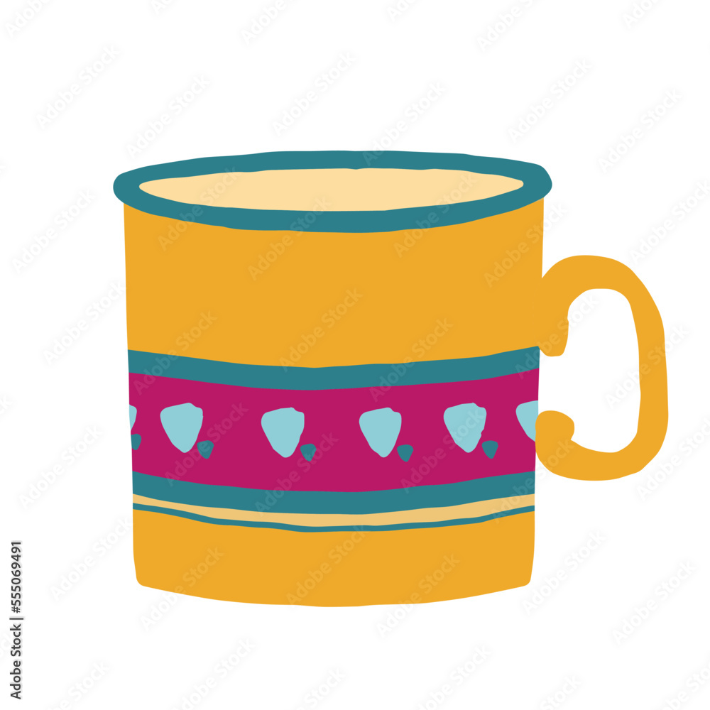 Hand drawn vector cup with tea or coffee. Side view Hand drawn vector cup with tea or coffee. Side view