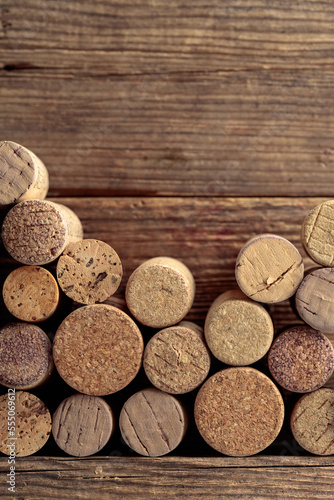 Closeup of used wine corks.