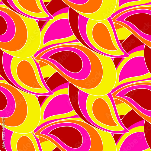 Abstract Hand Drawing Geometric Layered Paisleys Seamless Vector Pattern Isolated Background