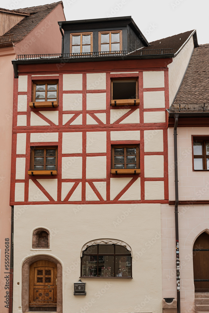 Traditional European old town building. Old historic architecture in Nuremberg, Germany Traditional European old town building. Old historic architecture in Nuremberg, Germany