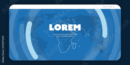 Web Design Elements - Dark Blue Header or Banner Design with World Map - Modern Style Multi Purpose Template Layout for Web and App User Interfaces in Editable Vector Format