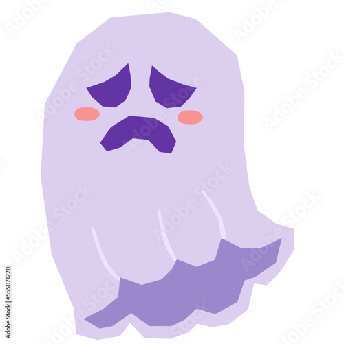 Sad ghost vector illustration in flat color design