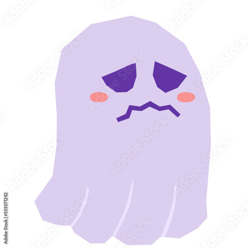 Unhappy ghost vector illustration in flat color design
