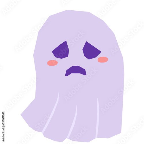 Worried ghost vector illustration in flat color design