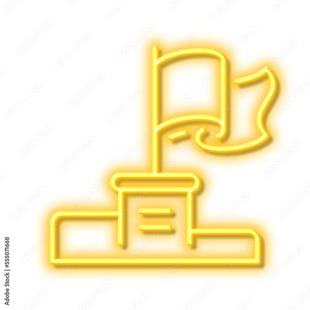 Winner flag line icon. Goal success sign. Neon light effect outline icon. Winner flag line icon. Goal success sign. Neon light effect outline icon.