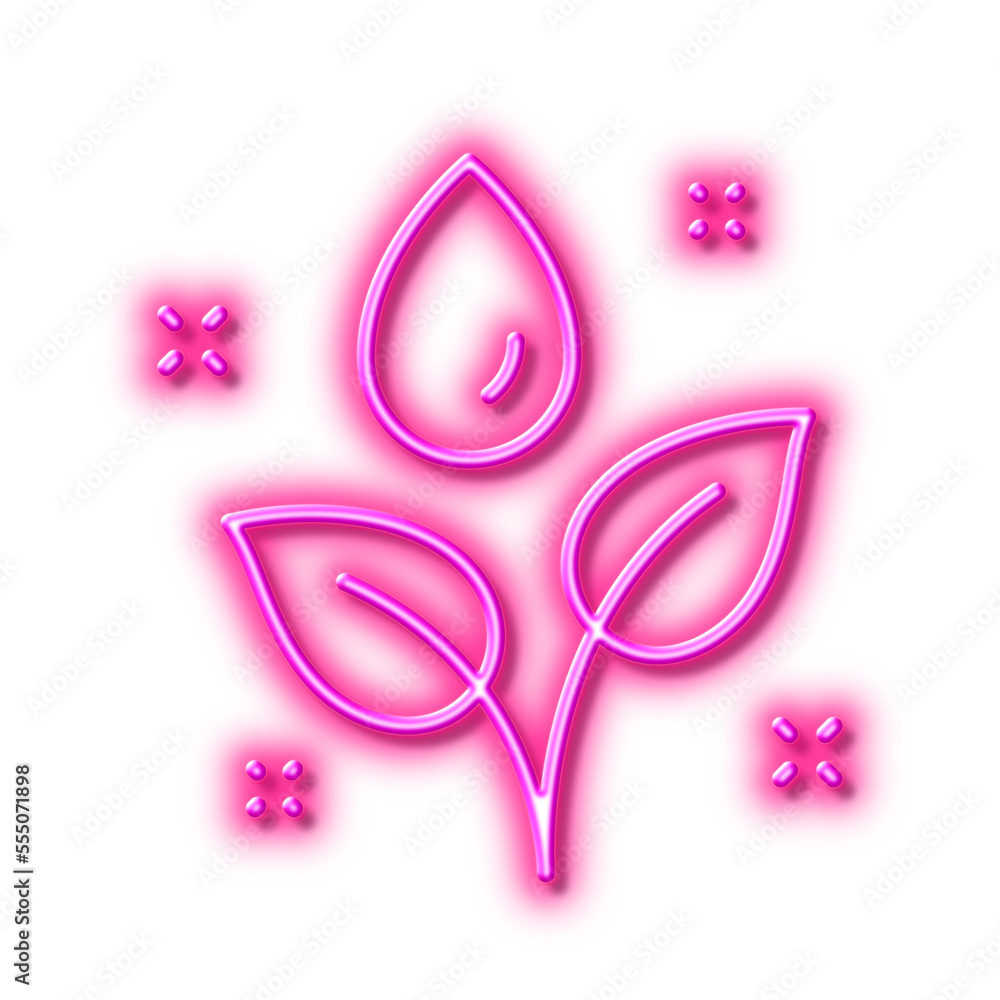 Plants watering line icon. Leaves dew sign. Neon light effect outline icon.