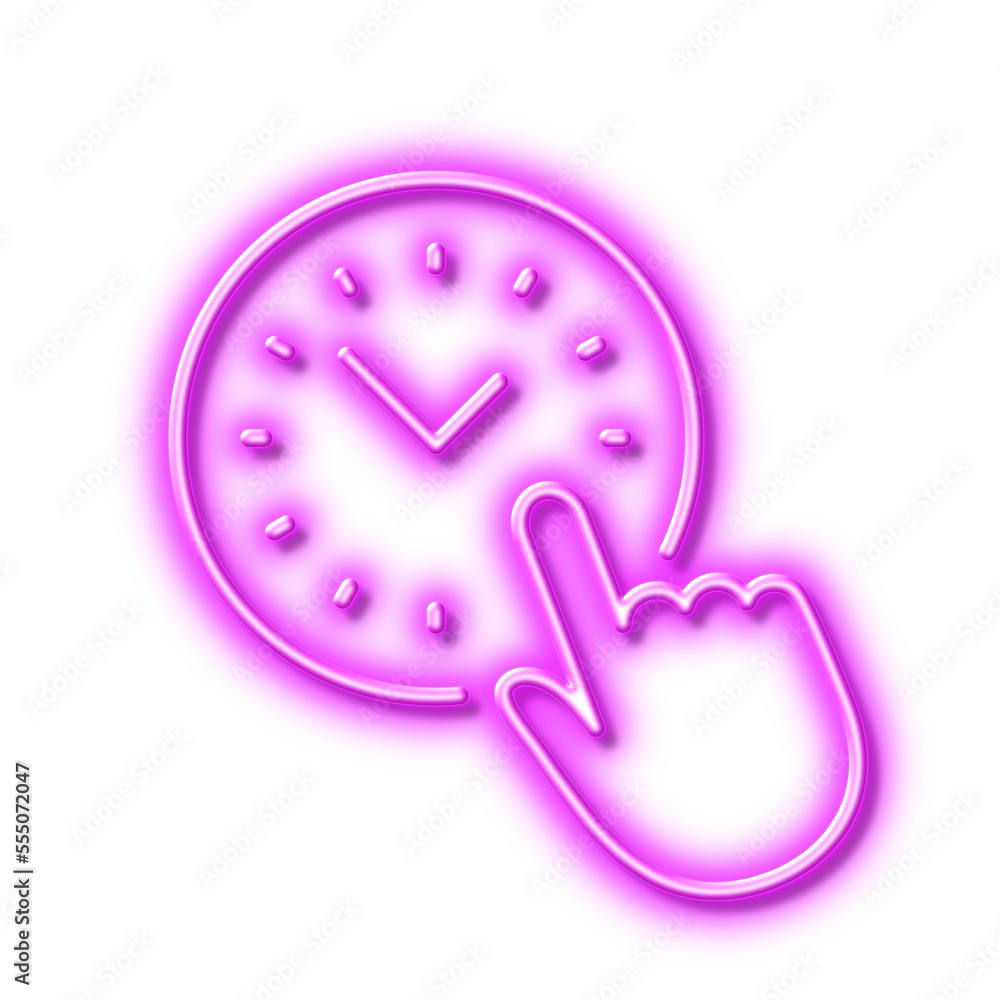 Time management line icon. Clock sign. Watch. Neon light effect outline icon. Time management line icon. Clock sign. Watch. Neon light effect outline icon.