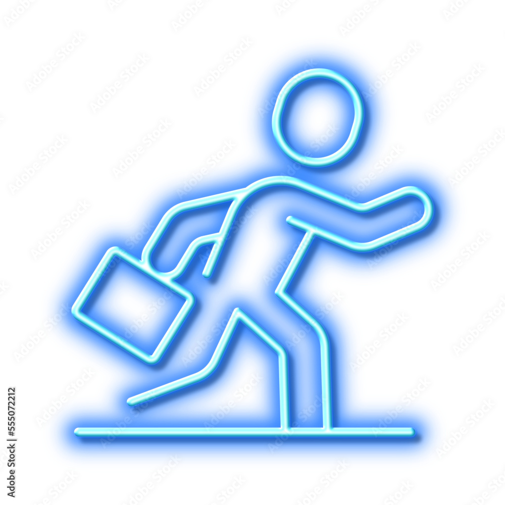 Businessman run line icon. Person running sign. Neon light effect outline icon. Businessman run line icon. Person running sign. Neon light effect outline icon.
