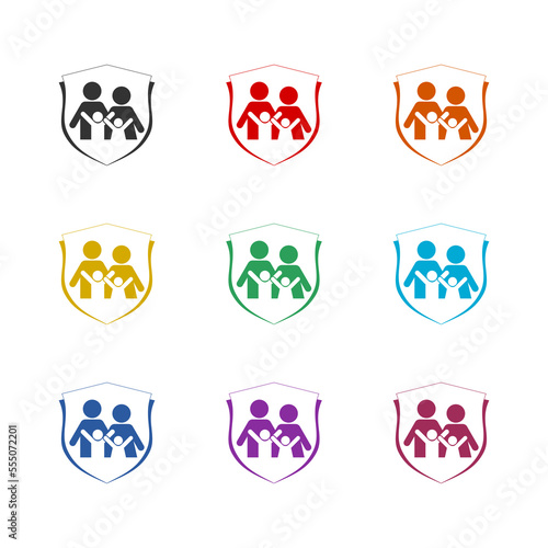 Family insurance concept icon isolated on white background. Set icons colorful