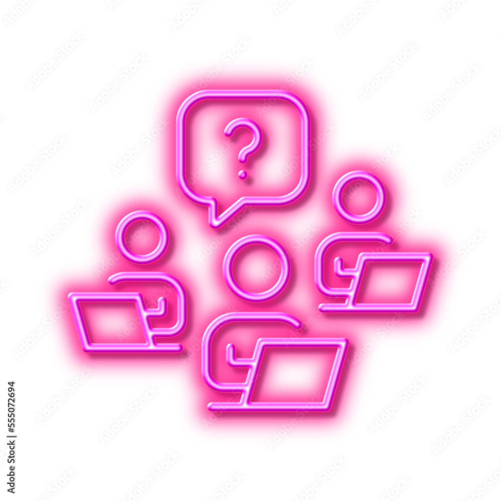 Teamwork question line icon. Ask help sign. Neon light effect outline icon. Teamwork question line icon. Ask help sign. Neon light effect outline icon.
