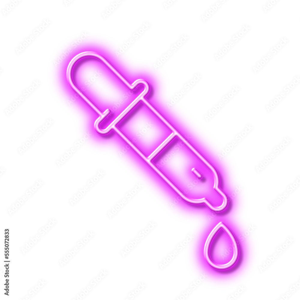 Chemistry pipette line icon. Laboratory sign. Analysis lab. Neon light effect outline icon. Chemistry pipette line icon. Laboratory sign. Analysis lab. Neon light effect outline icon.