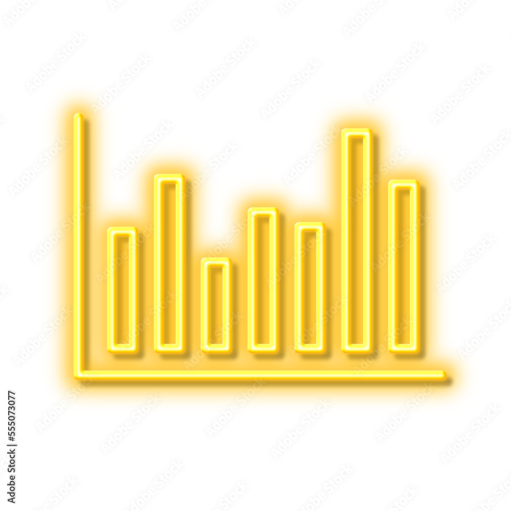 Column chart line icon. Financial graph. Neon light effect outline icon.