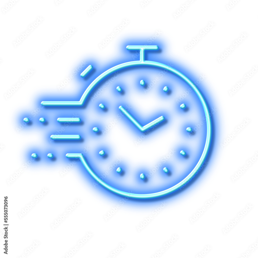 Timer line icon. Time management sign. Stopwatch. Neon light effect outline icon. Timer line icon. Time management sign. Stopwatch. Neon light effect outline icon.